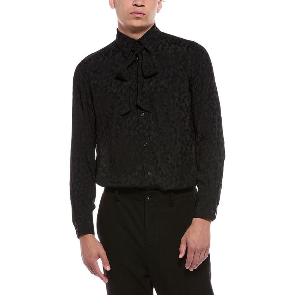 Blk Dnm Mens Silk-Blend Shirt, Black